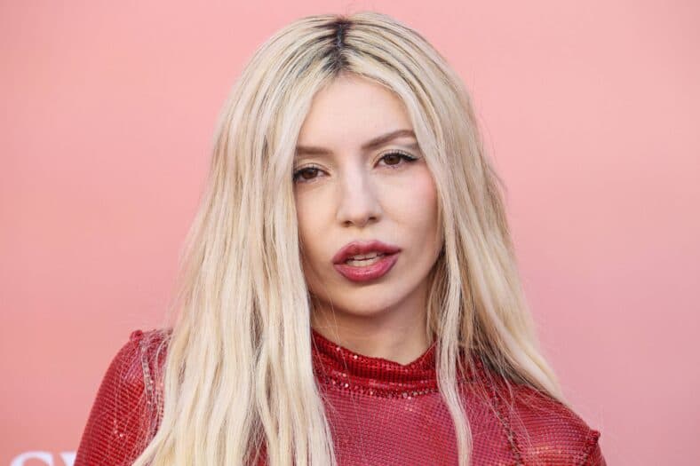 Ava Max wearing Rad Radulescu arrives at the 2026 Billboard Women In Music