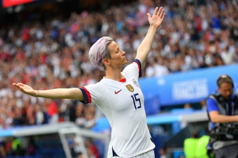 Megan Rapinoe on the soccer field. 
