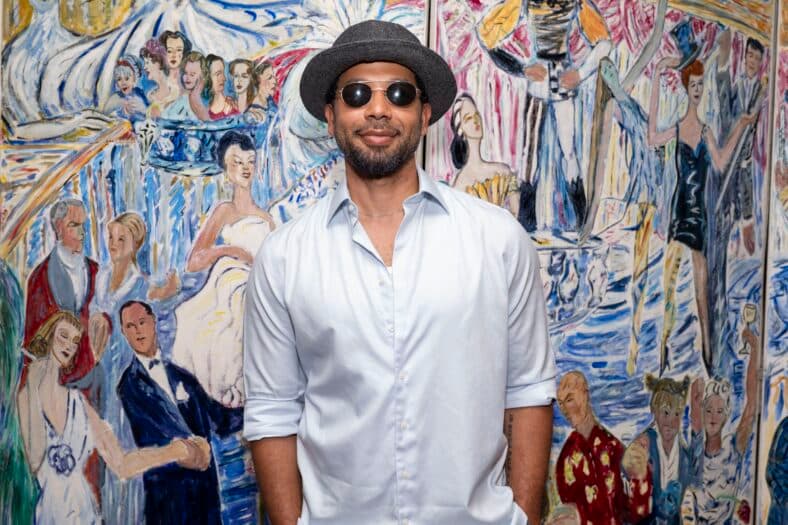 Jussie Smollett present as Taraji P. Henson Receives Sardis Portrait In New York