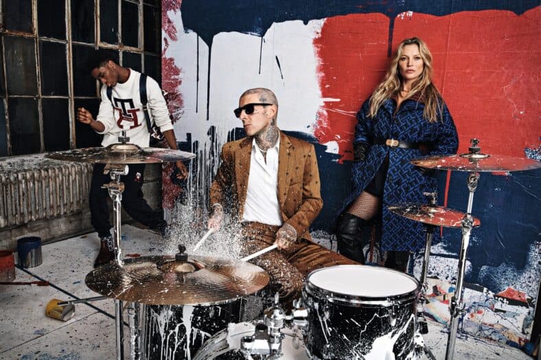 Travis Barker playing the drums
