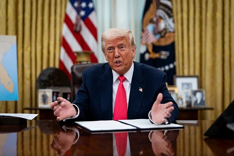 Trump meets reporters