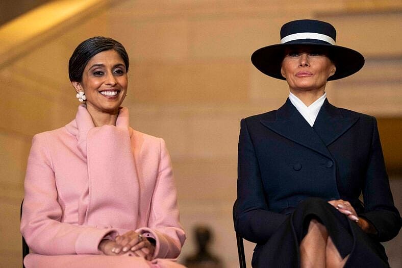 Usha Vance and Melania Trump at their husbands' Swearing-In at the US Capitol