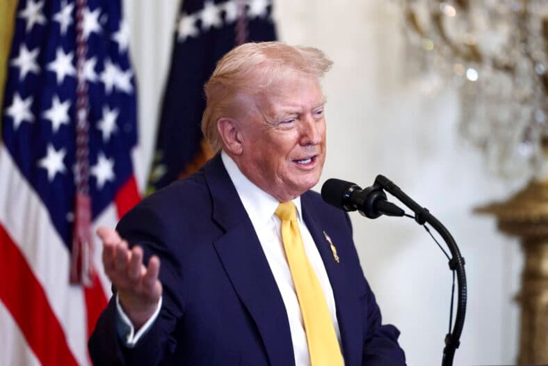 Donald Trump in the East Room of the White House