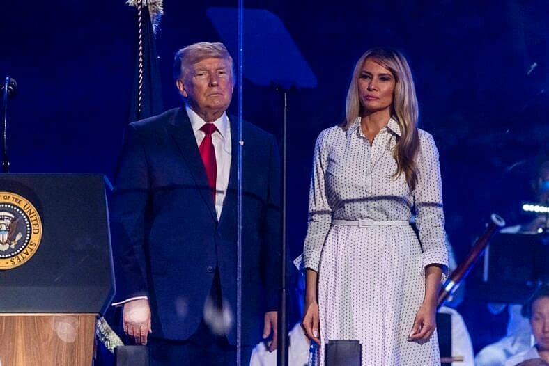 Donald Trump speaks during the Salute to America 250 celebration