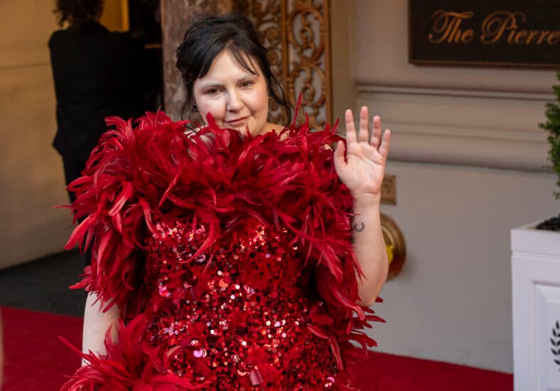 LENA DUNHAM departs The Pierre Hotel to attend the 2026 Met Gala