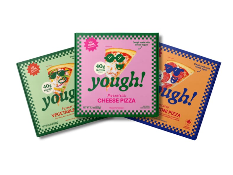 Three boxes of Yough Pizza.