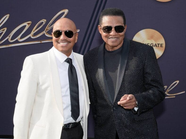 Jackie and Marlon Jackson at movie premiere