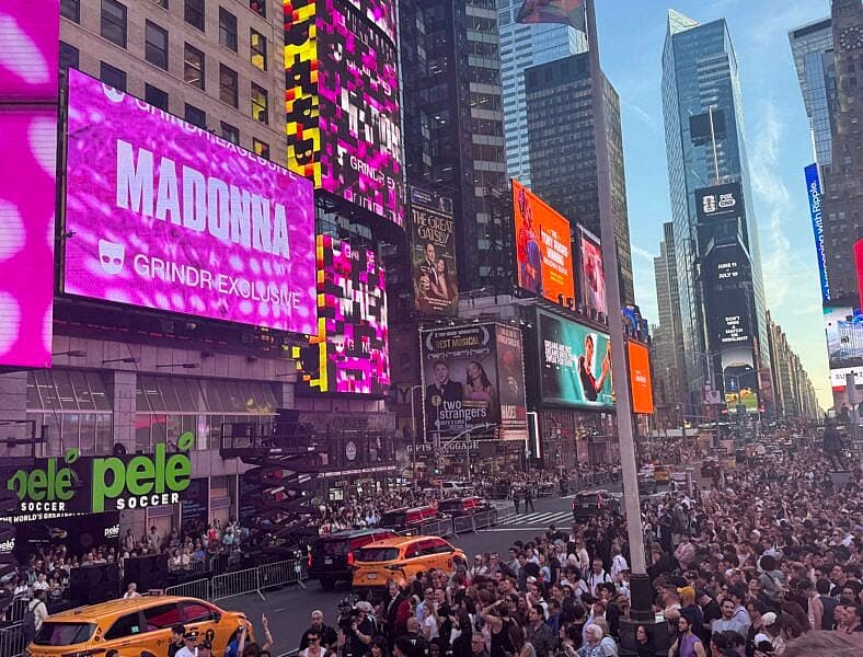 Madonna Surprise Pop Up Concert In Time Square.