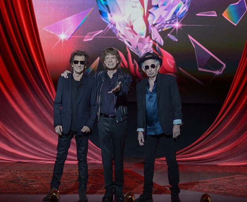 Ronnie Wood, Sir Mick Jagger and Keith Richards at The Rolling Stones Hackney Diamonds Launch Event