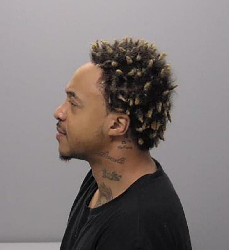 Thats So Raven star Orlando Brown grins after being arrested on domestic violence charge.