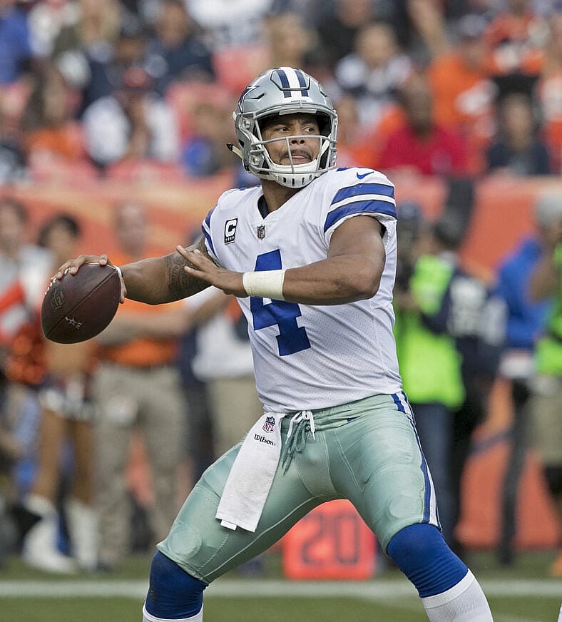 Dak Prescott at NFL 2017 - Broncos beat the Cowboys 42-17