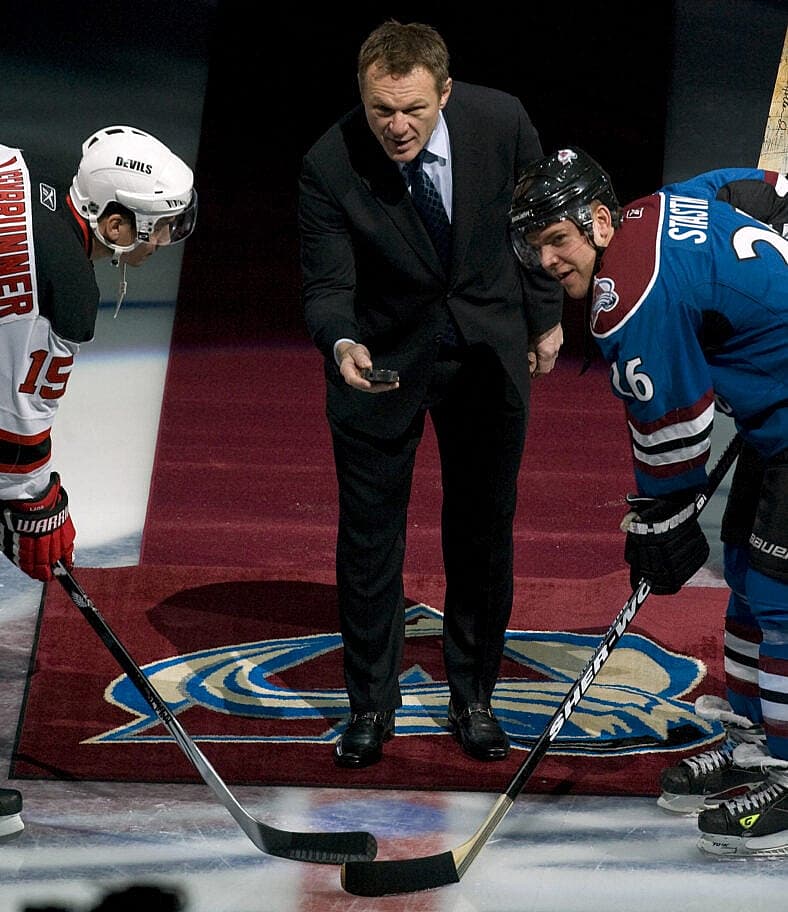 Former Avalanche Lemieux Drops Ceremonial First Puck in Denver