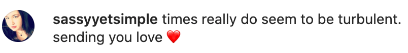 Michelle Branch Instagram post about turbulent times