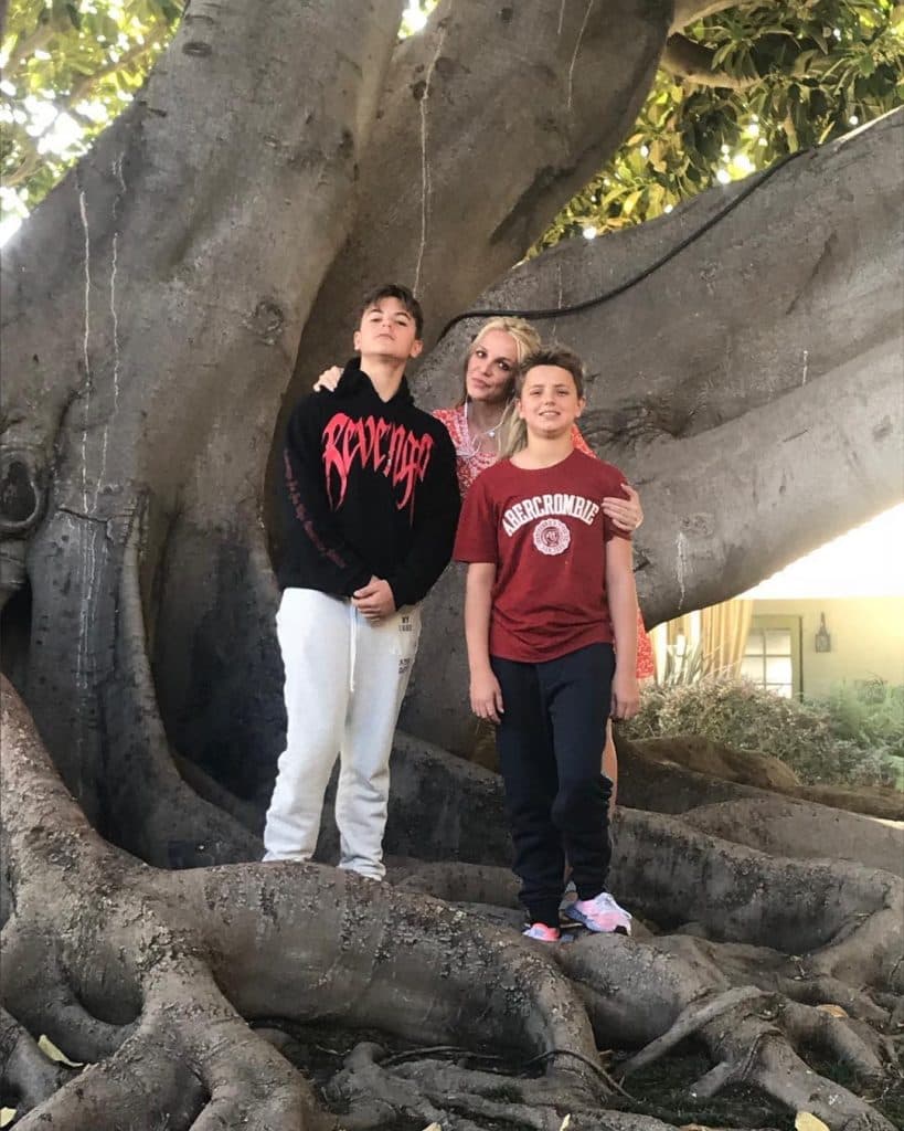 Britney Spears with her two sons