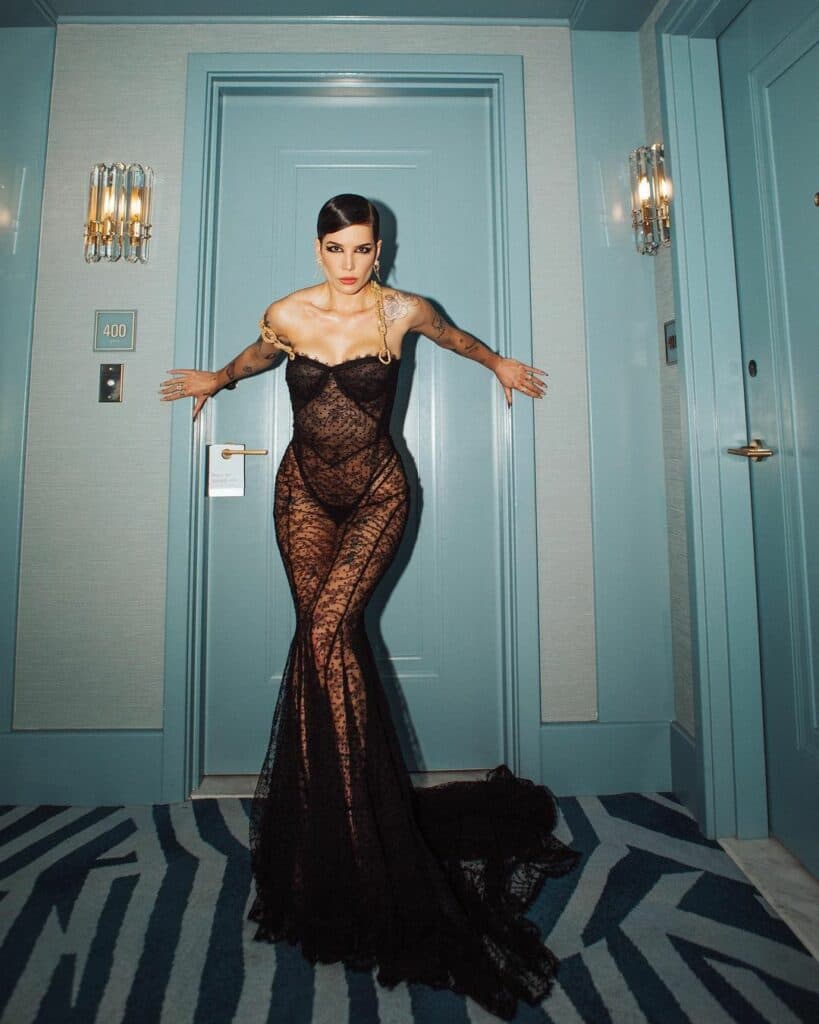 Halsey posing for the camera.