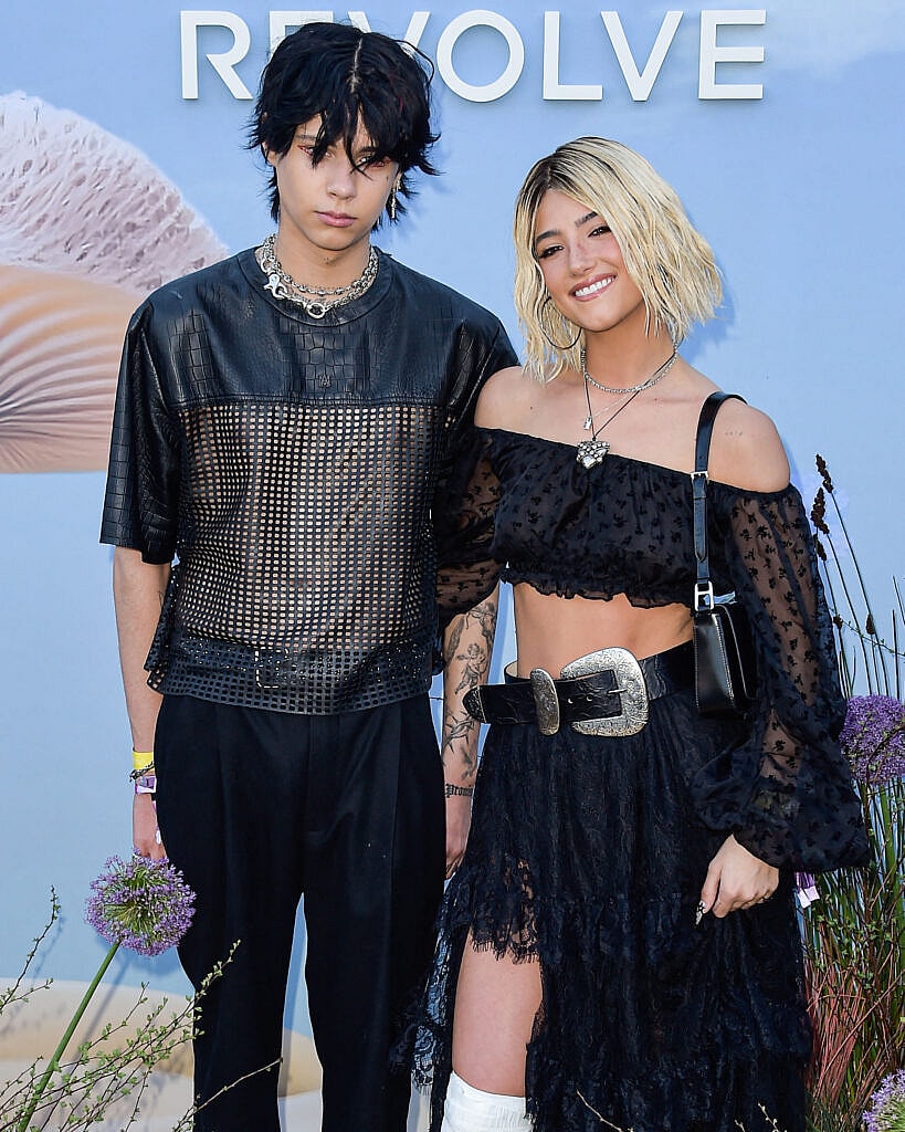 THERMAL, COACHELLA VALLEY, RIVERSIDE COUNTY, CALIFORNIA, USA - APRIL 15: REVOLVE Festival 2023 celebrating the 20th Anniversary of REVOLVE in partnership with The h.wood Group on April 15, 2023 in Thermal, Coachella Valley, Riverside County, California, United States. 16 Apr 2023 Pictured: Landon Barker, Charli D'Amelio. Photo credit: Image Press Agency/MEGA TheMegaAgency.com +1 888 505 6342 (Mega Agency TagID: MEGA969943_035.jpg) [Photo via Mega Agency]