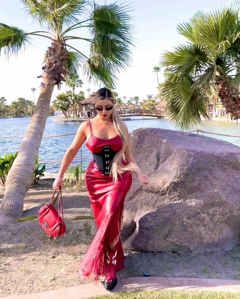 Demi Rose posing for the camera.