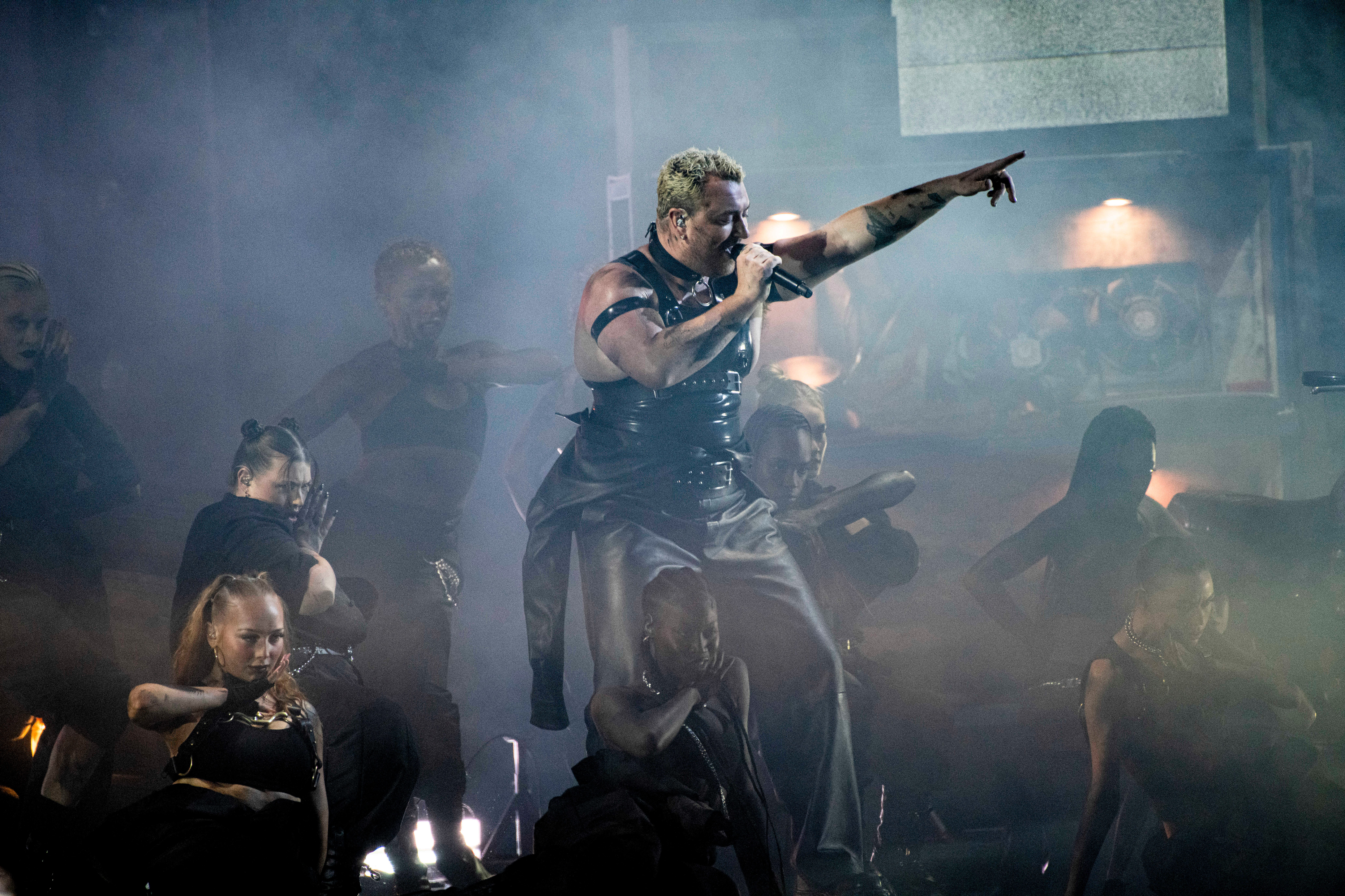 Sam Smith & Kim Petras Performing Live On Stage At The 2023 BRIT Awards Ceremony, O2 Arena, London, On 11 February 2023