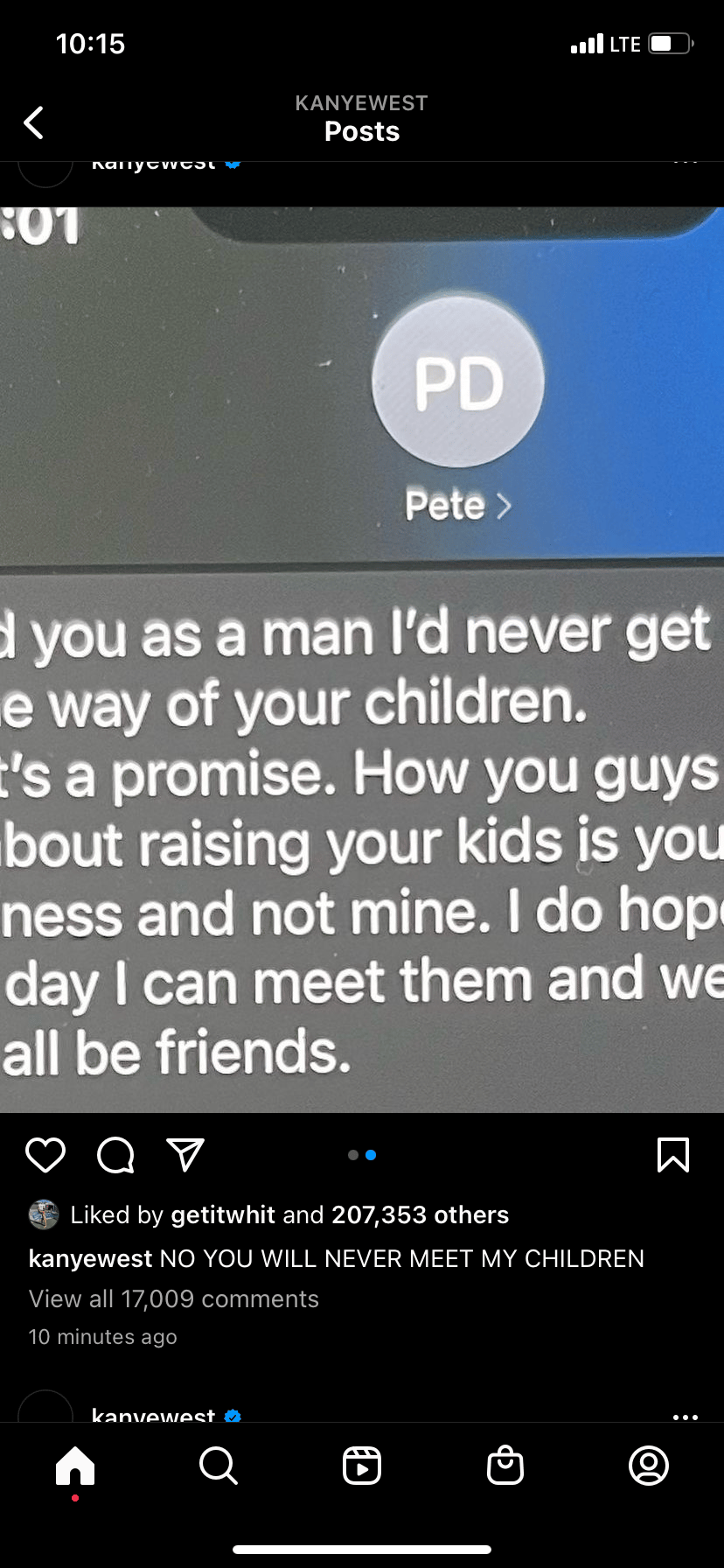 Kanye West slams Pete Davidson on IG