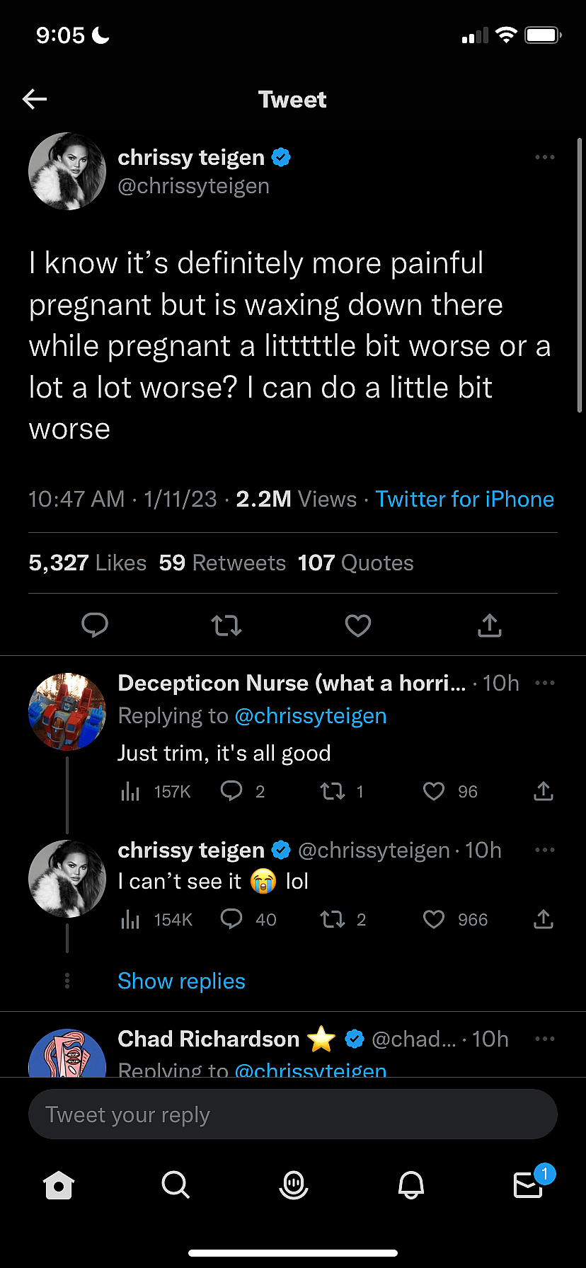 Chrissy Teigen is looking for professional waxer