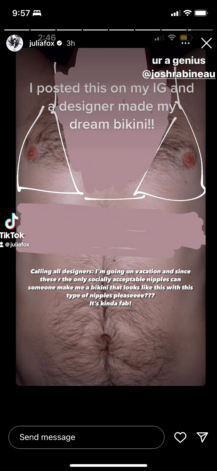 Julia Fox wants hairy-chested male swimsuit