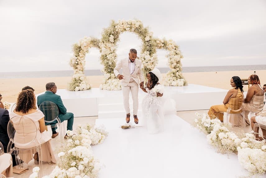 Jonathan Owens and Simone Biles during their destination wedding