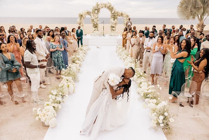Jonathan Owens and Simone Biles during their destination wedding
