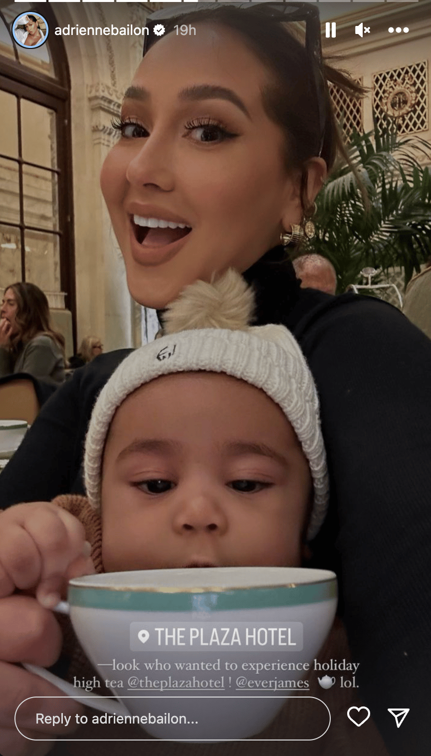 Adrienne Bailon and son enjoy tea tradition