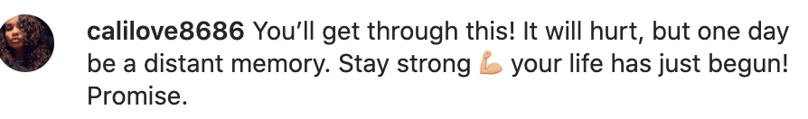 Supportive comment from Instagram user callilove8686 on Michelle Branch post