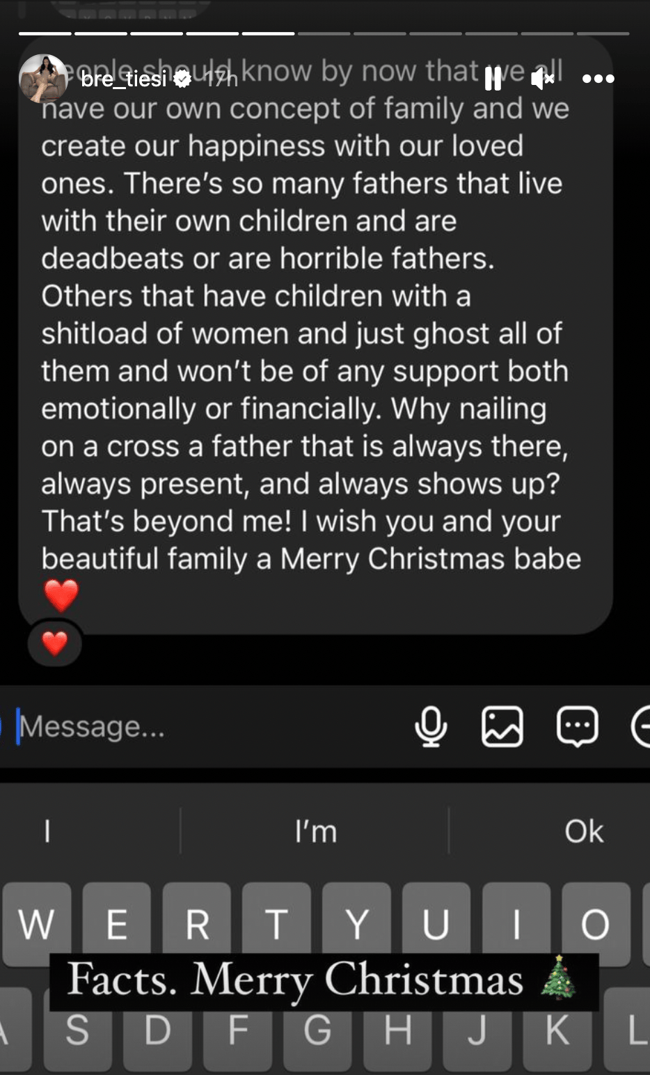 Bre Tiesi's post on her Instagram story