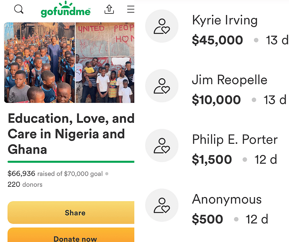 Kyrie Irving donates to GoFundMe