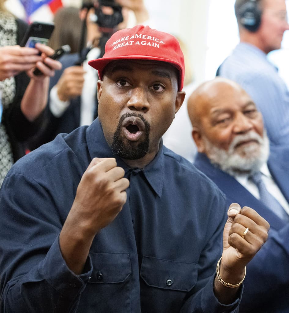 Kanye West wearing MAGA Hat
