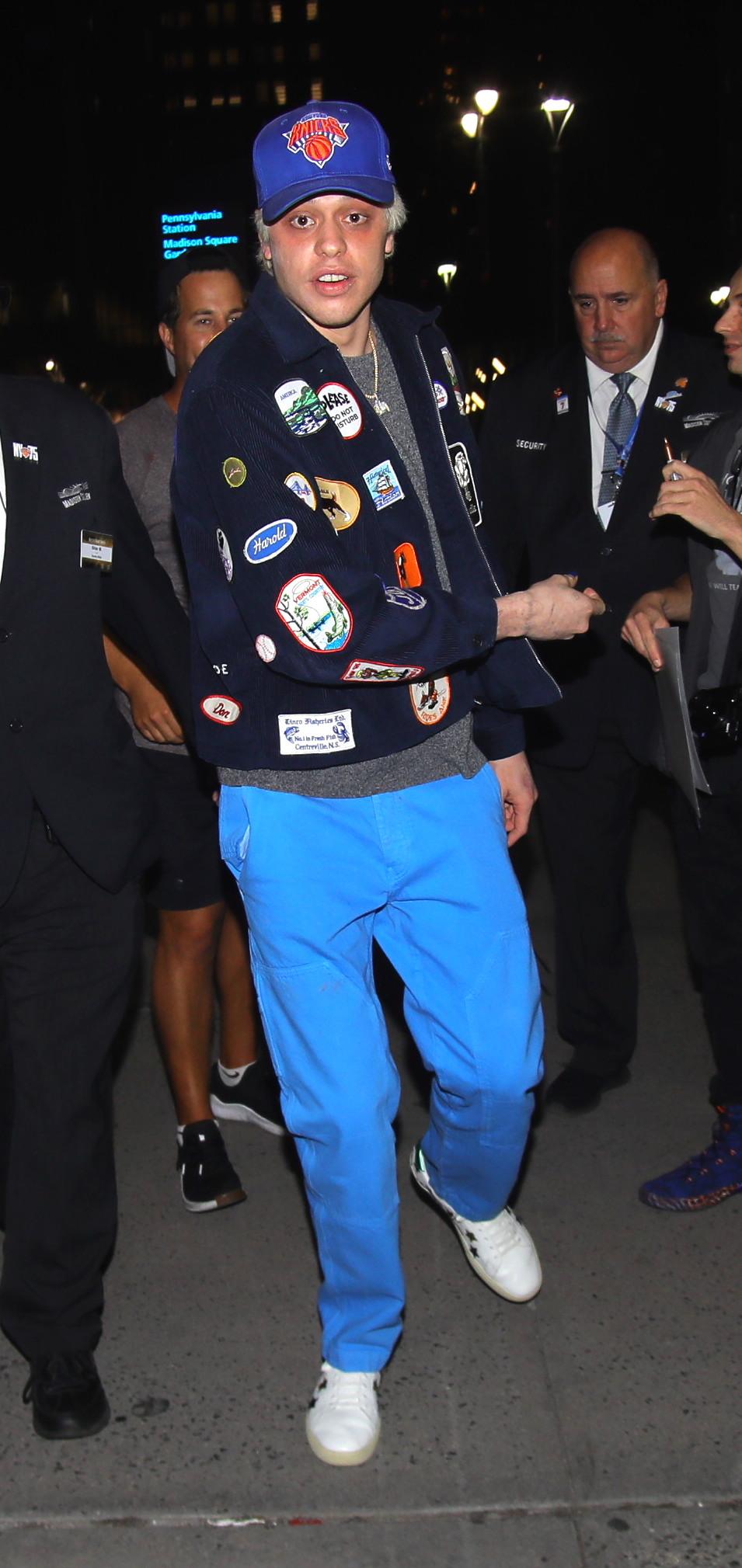 Pete Davidson and comic Adam Glyn share some laughs as they arrive to Madison Square Garden in NYC