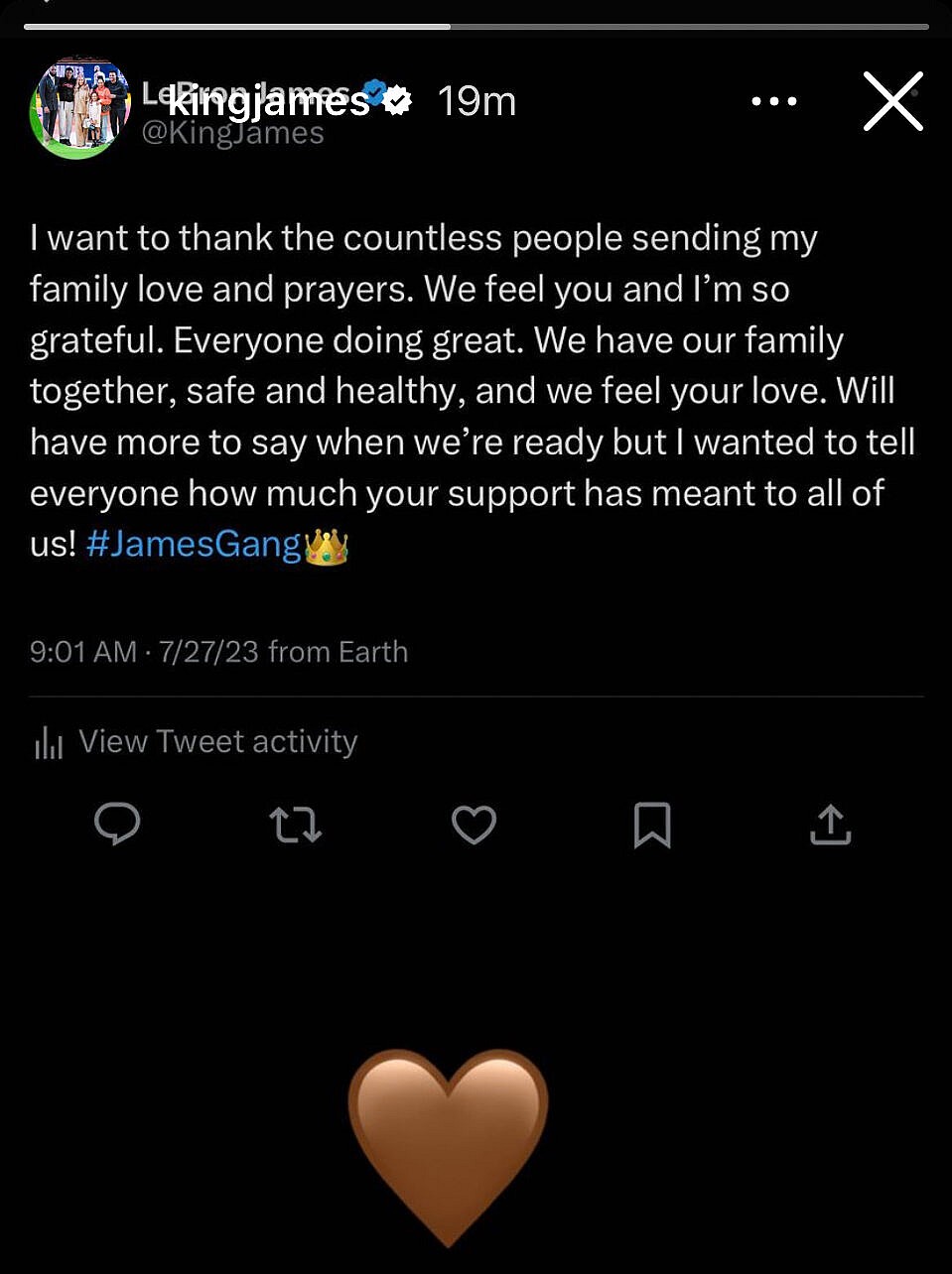 LeBron James IG Story