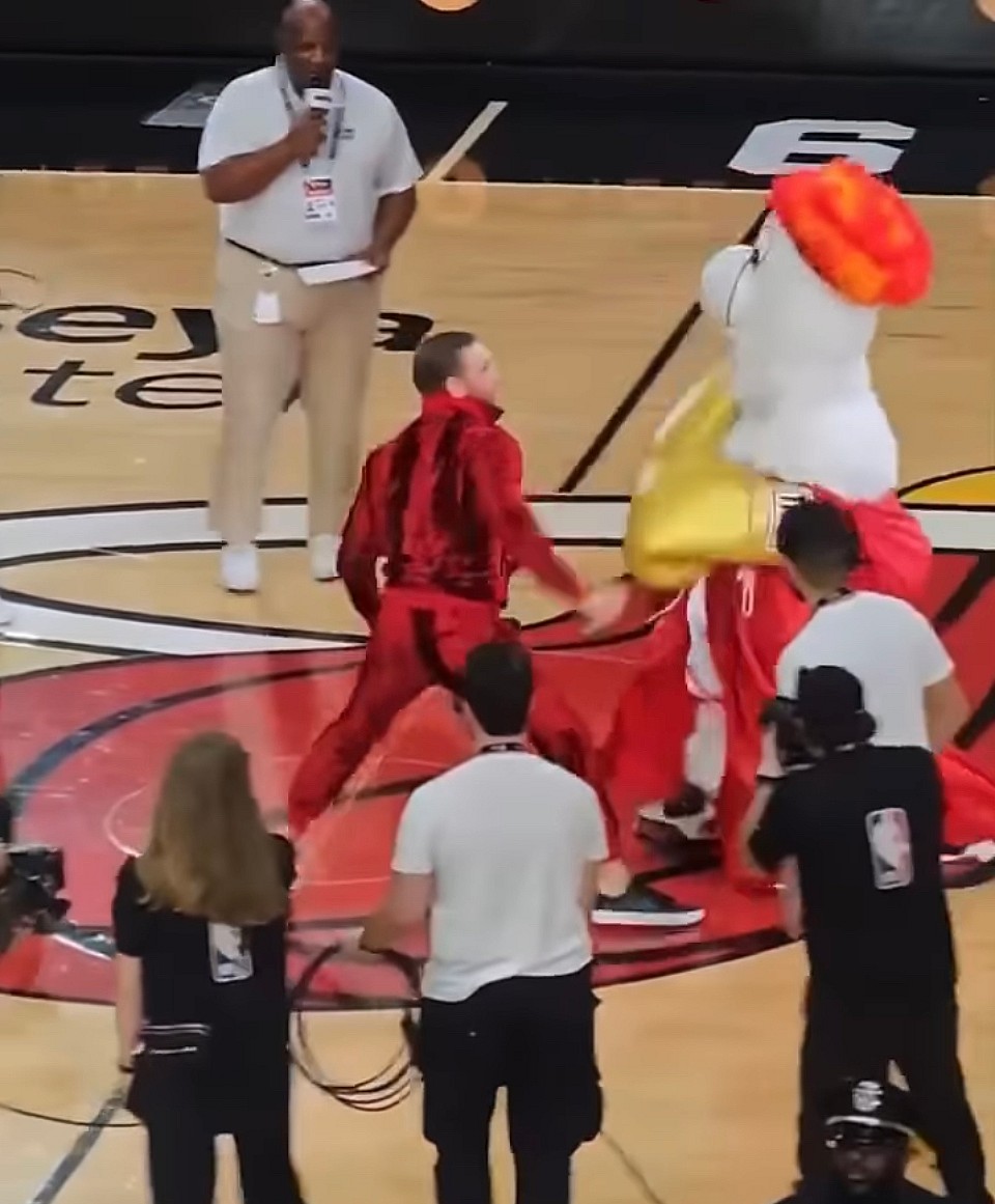 Miami Heat mascot Burnie and Conor McGregor