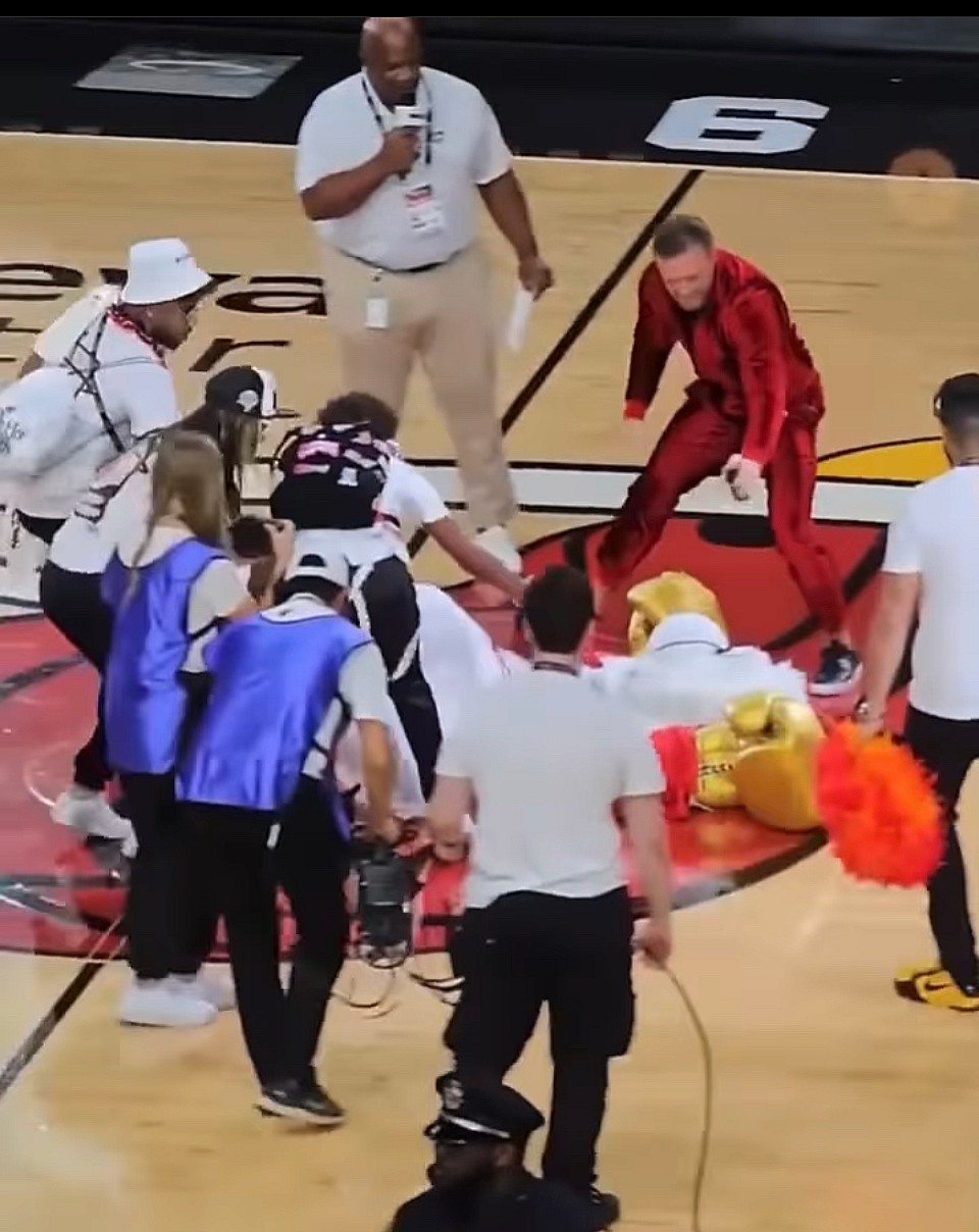 Conor McGregor and Burnie the Miami Heat mascot