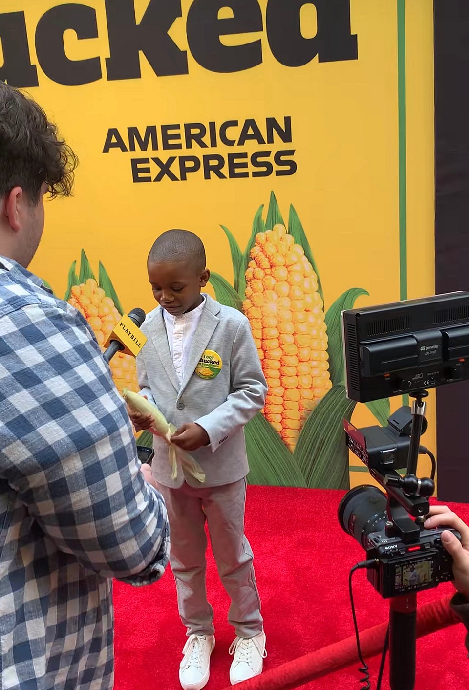 Tariq, Corn Kid, at Broadway premier of "Shucked"