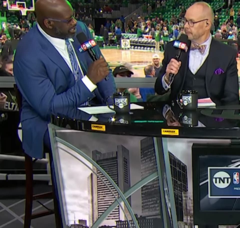 Shaquille O'Neal and Ernie Johnson