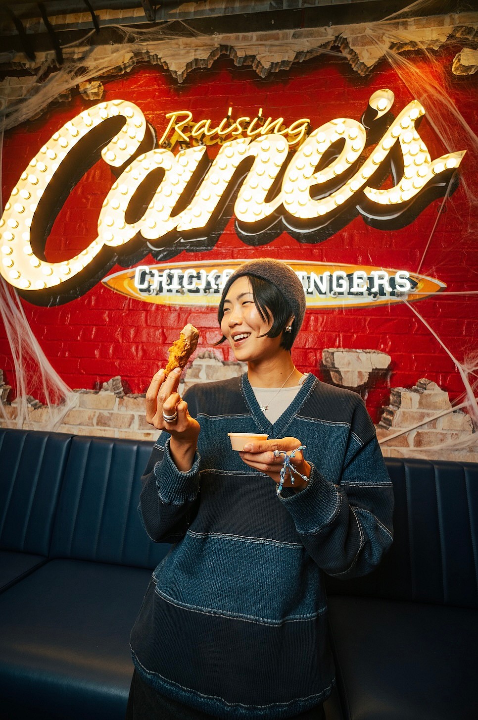 May Hong during a surprise “shift” at Raising Cane’s Times Square Global Flagship
