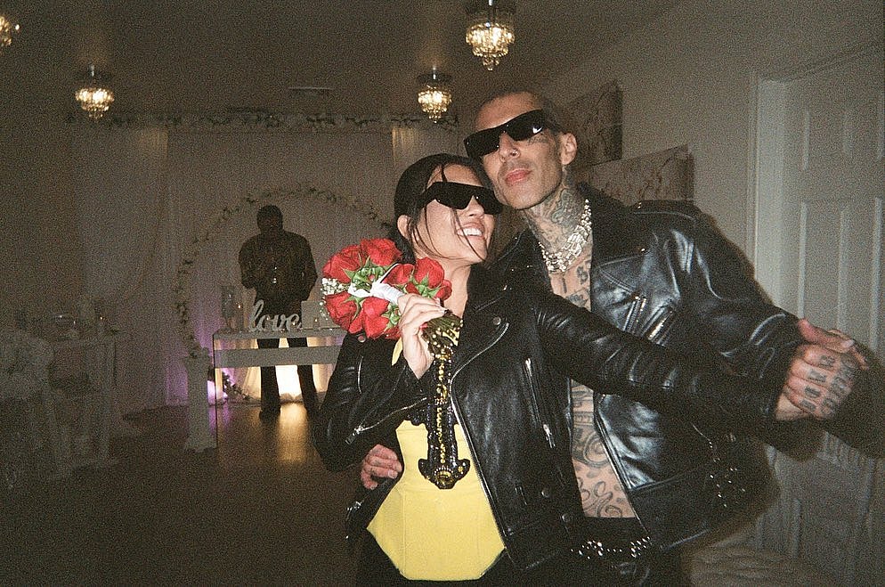 Kourtney Kardashian and Travis Barker at their Las Vegas wedding