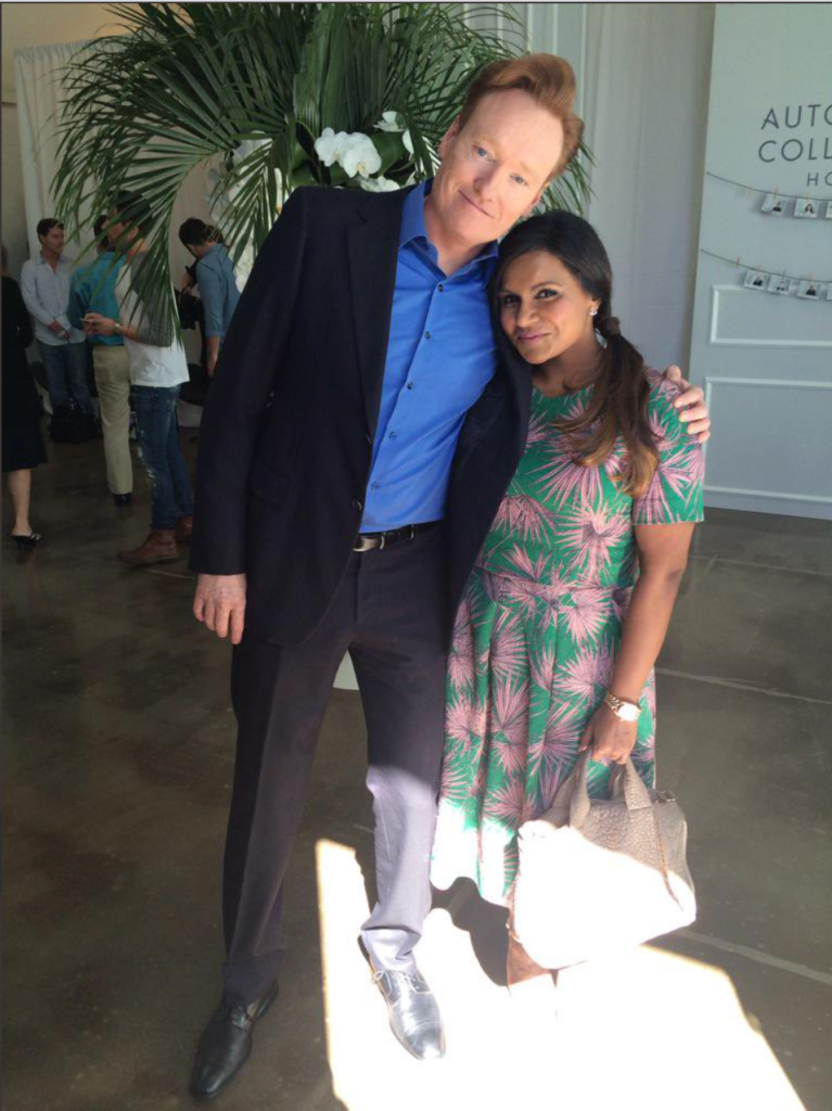 Conan O'Brien & Mindy Kaling hugging