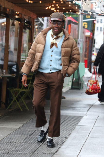 Tyler the Creator looks stylish and sports light-blue painted nails while out for a walk in NYC
