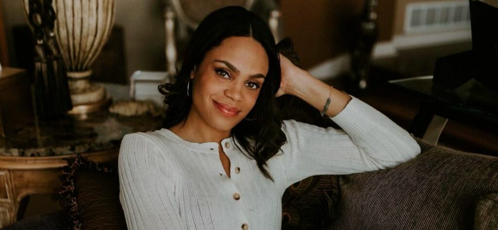 A photo showing Michelle Young in a white long-sleeve shirt.