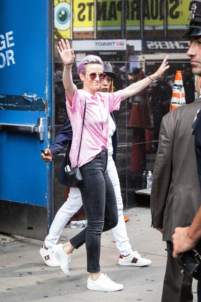 Some United States Women apos s National Soccer Team players are seen outside Good Morning America