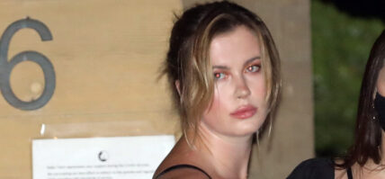 Ireland Baldwin wears a black corset as she dines at Nobu Malibu with friends