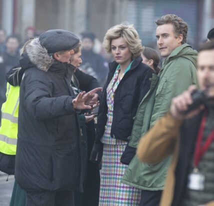 Emma Crorrin who is playing Princess Diana arrives on set to start the filming of The Netflix hit show The Crown