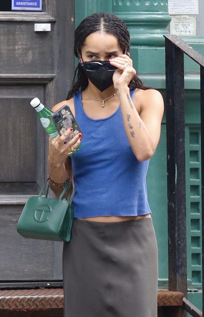 Zoe Kravitz soon to play Catwoman in the new Batman movie is seen all covered-up with a face mask and glasses in NYC