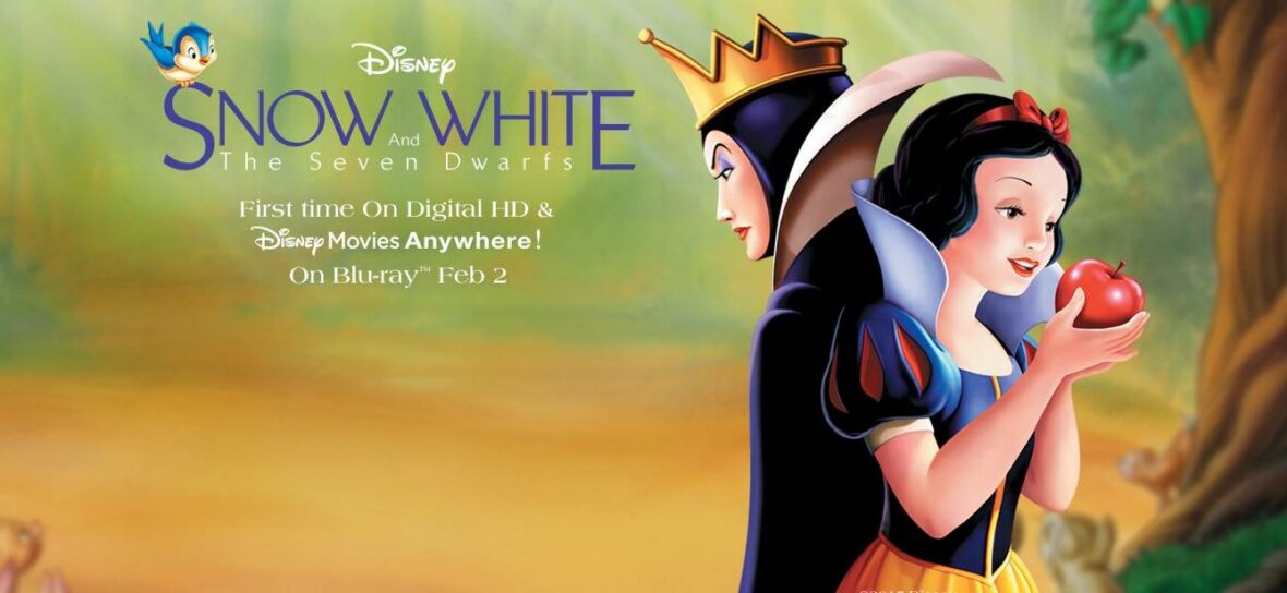 A photo showing an ad for 'Snow White and the Seven Dwarfs.'