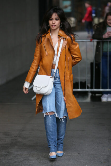 Singer Camila Cabello leaving BBC Radio One Studios in London.