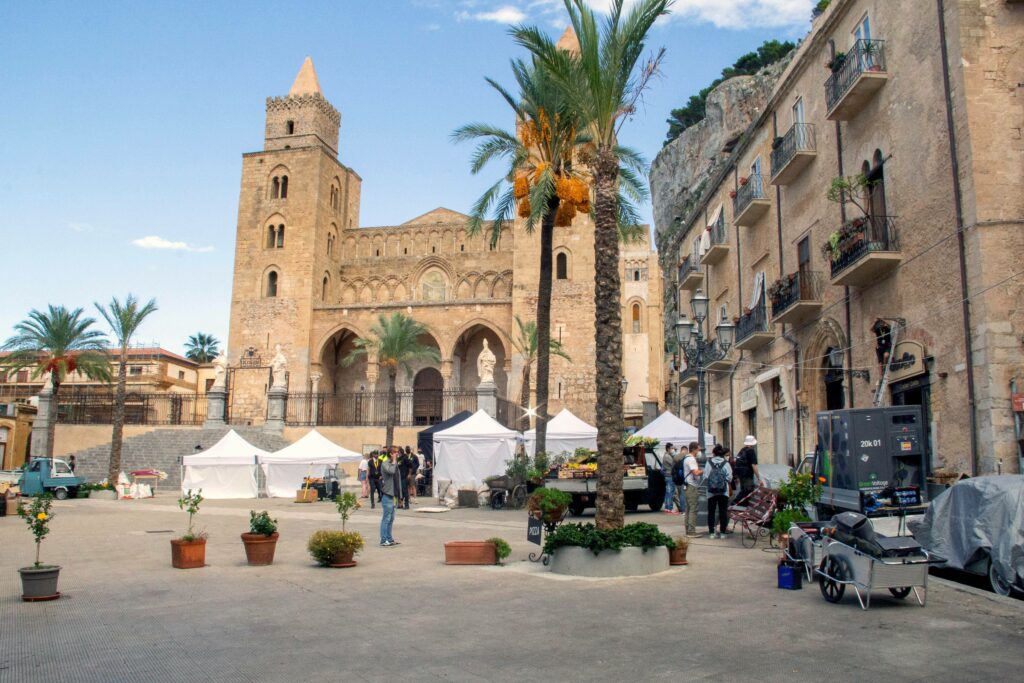 The shot of the set in "Indiana Jones 5" being filmed in Cefalù, Sicily
